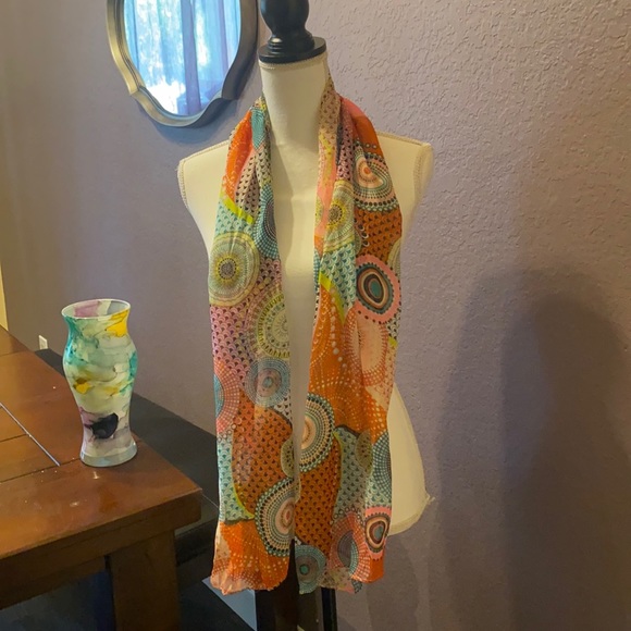 3/$20 Amazing multicolored sheer mandala scarf! - Picture 2 of 16